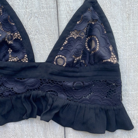 For Love of Lemons Sonya Black Lace Crop Top - Picture 5 of 8